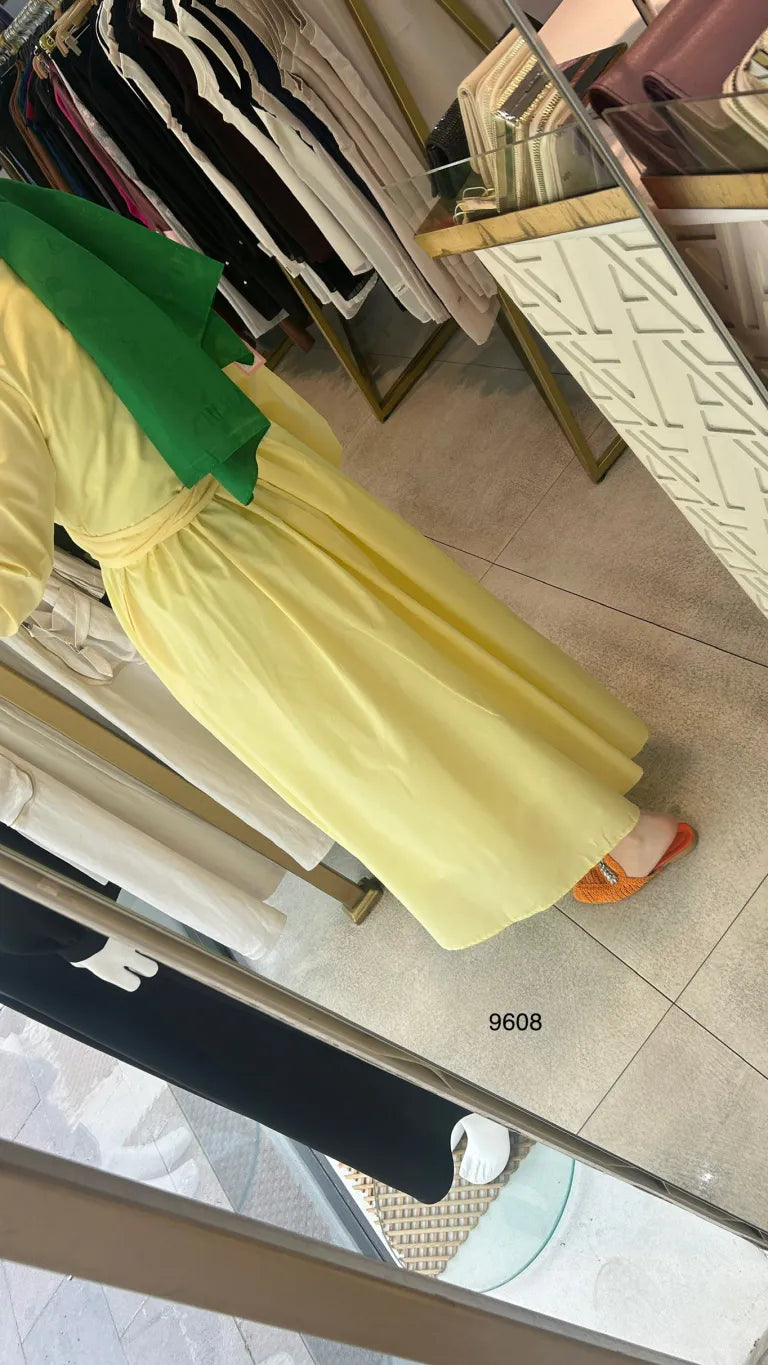 Robe Chemise Popeline Jaune – Coupe Élégante avec Ceinture