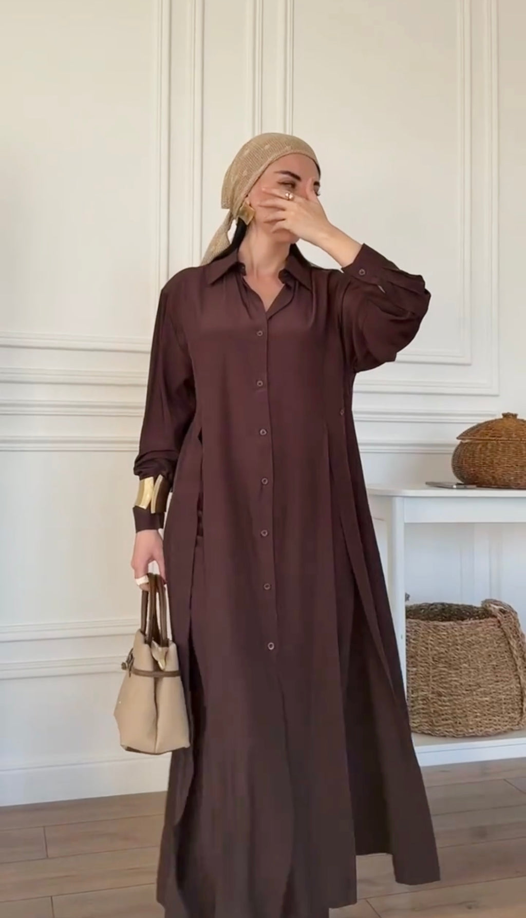 Ensemble long style minimal chic en couleur chocolat élégante 🤎