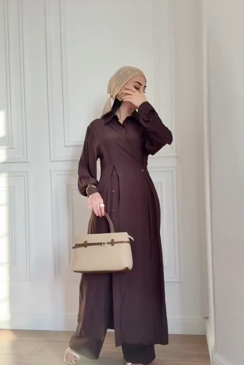 Ensemble long style minimal chic en couleur chocolat élégante 🤎