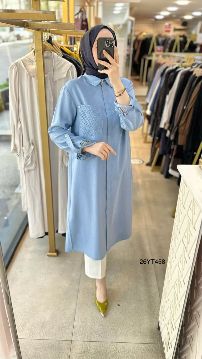 Chemise Longue Élégance Dentelle – Style Modeste & Raffiné
