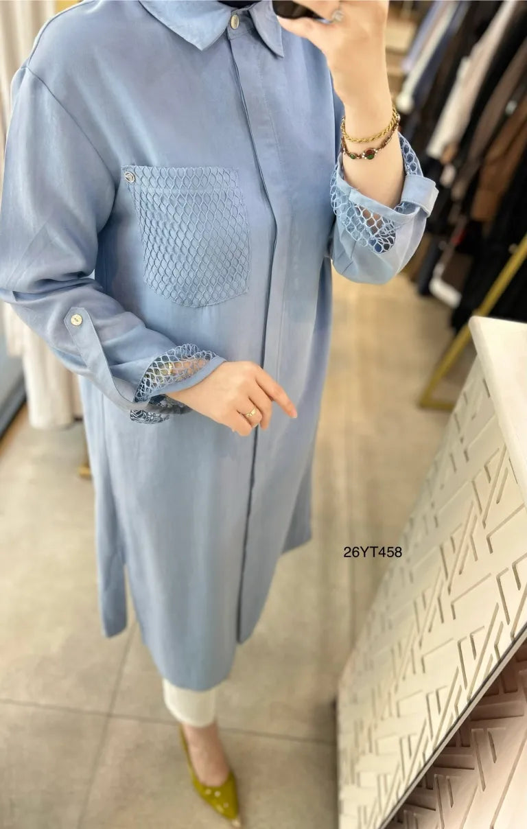 Chemise Longue Élégance Dentelle – Style Modeste & Raffiné